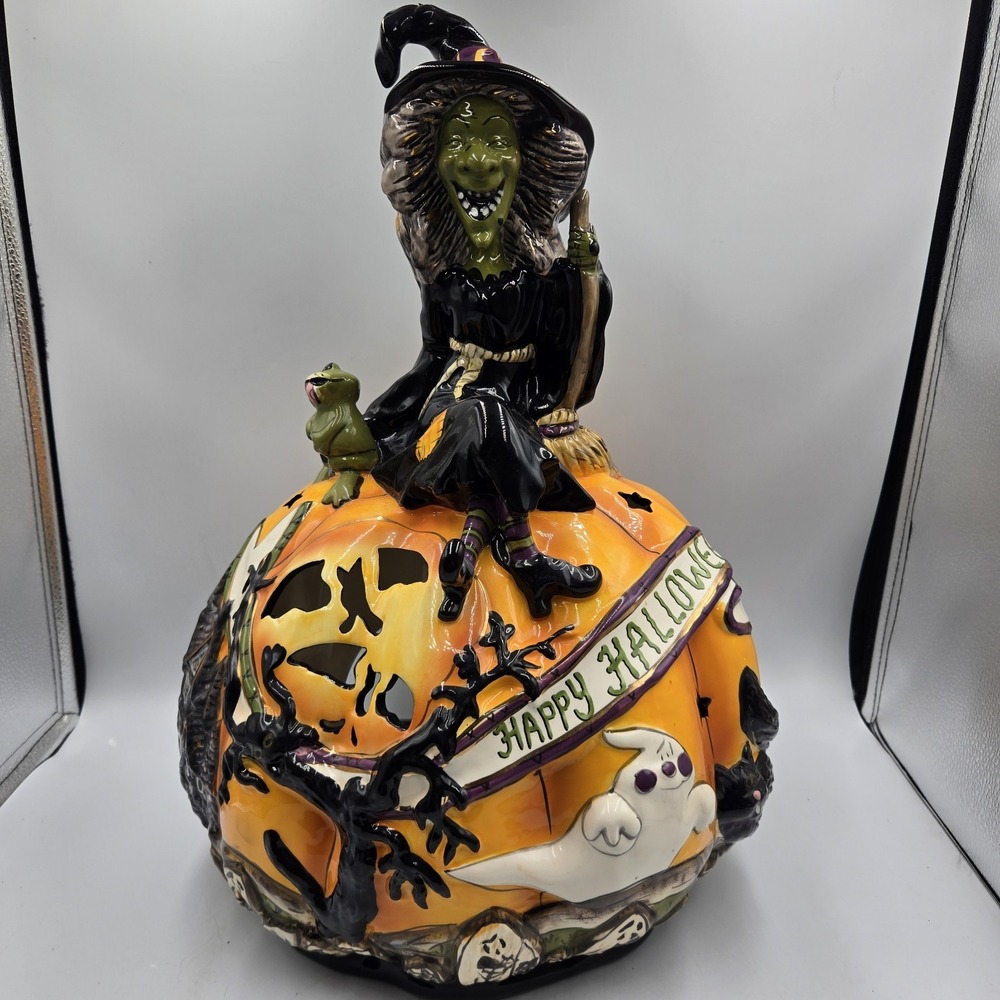 Blue Sky XL GRISELLDA'S PUMPKIN PATCH Tea Light Or LED House +Box Halloween 19"